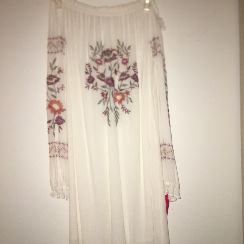off the shoulder white dress flower print